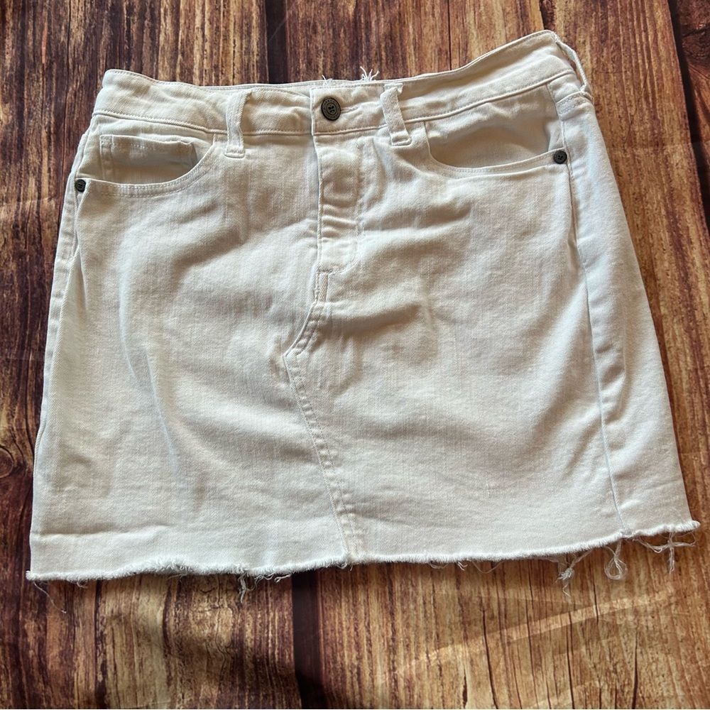 Altar'd State White Denim Mini Skirt